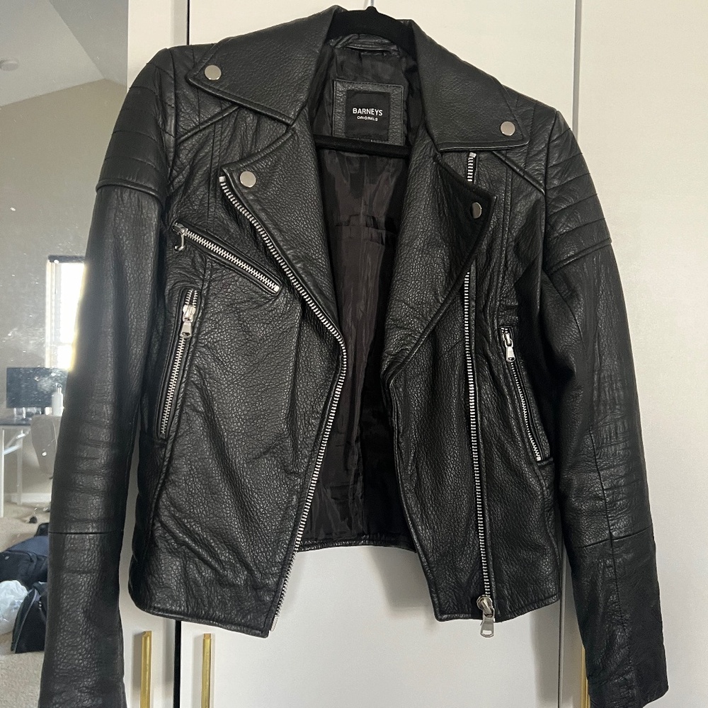 Barneys Originals Clara Leather Biker Jacket